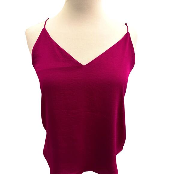 Express SP Magenta Purple Tank Top Flowy Feminine Vneck Classy Versatile Office - Picture 6 of 7